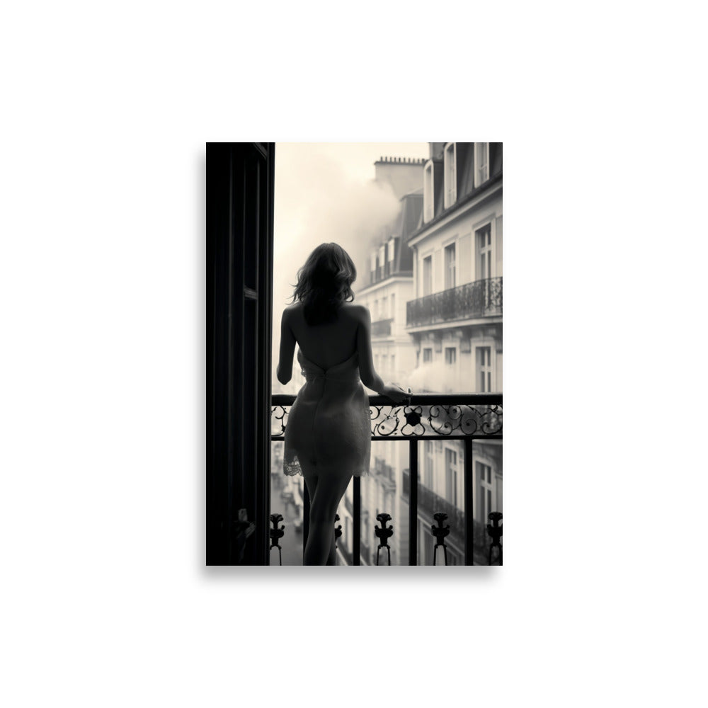 Woman on a balcony in Paris poster - Posters - EMELART