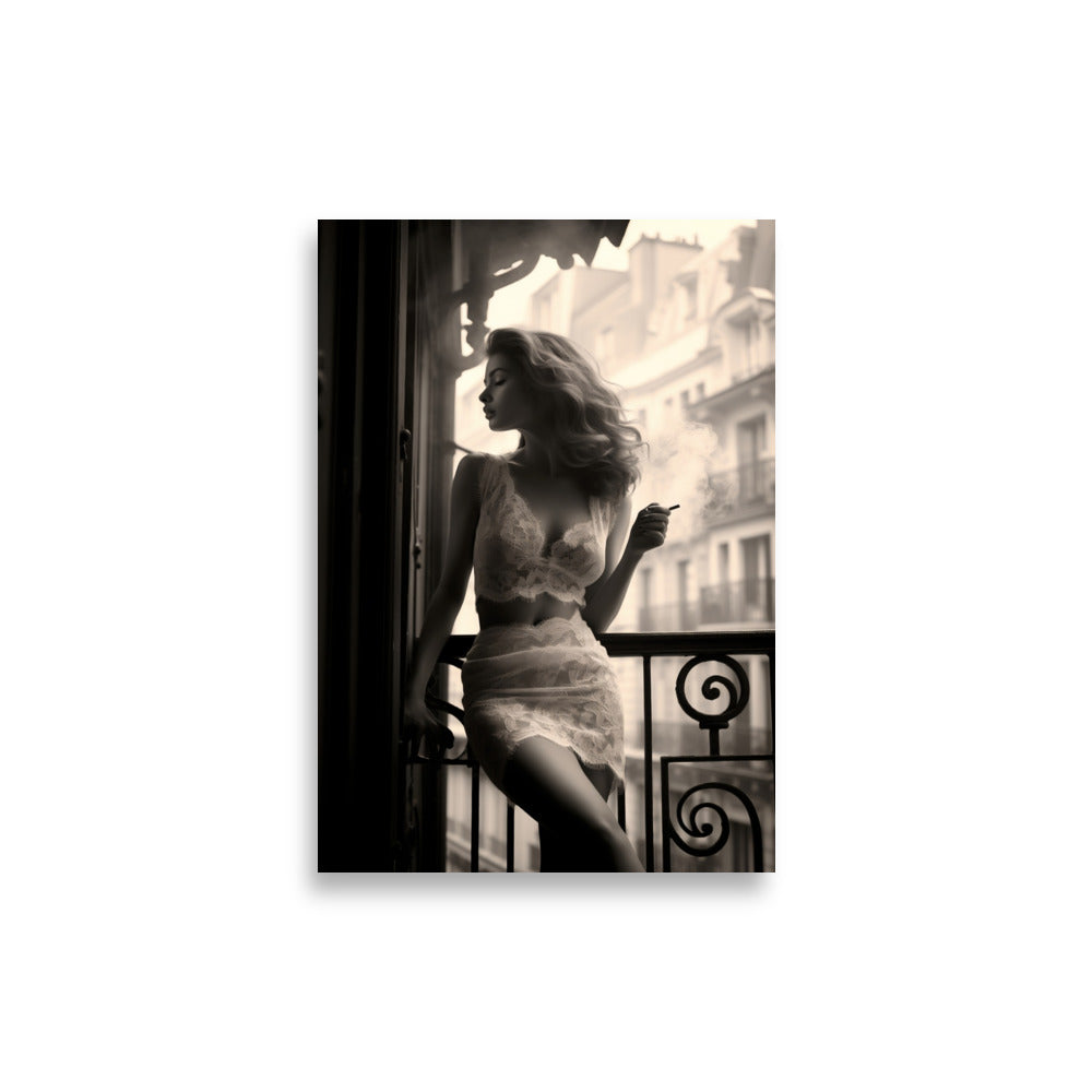 Woman on a balcony in Paris poster - Posters - EMELART