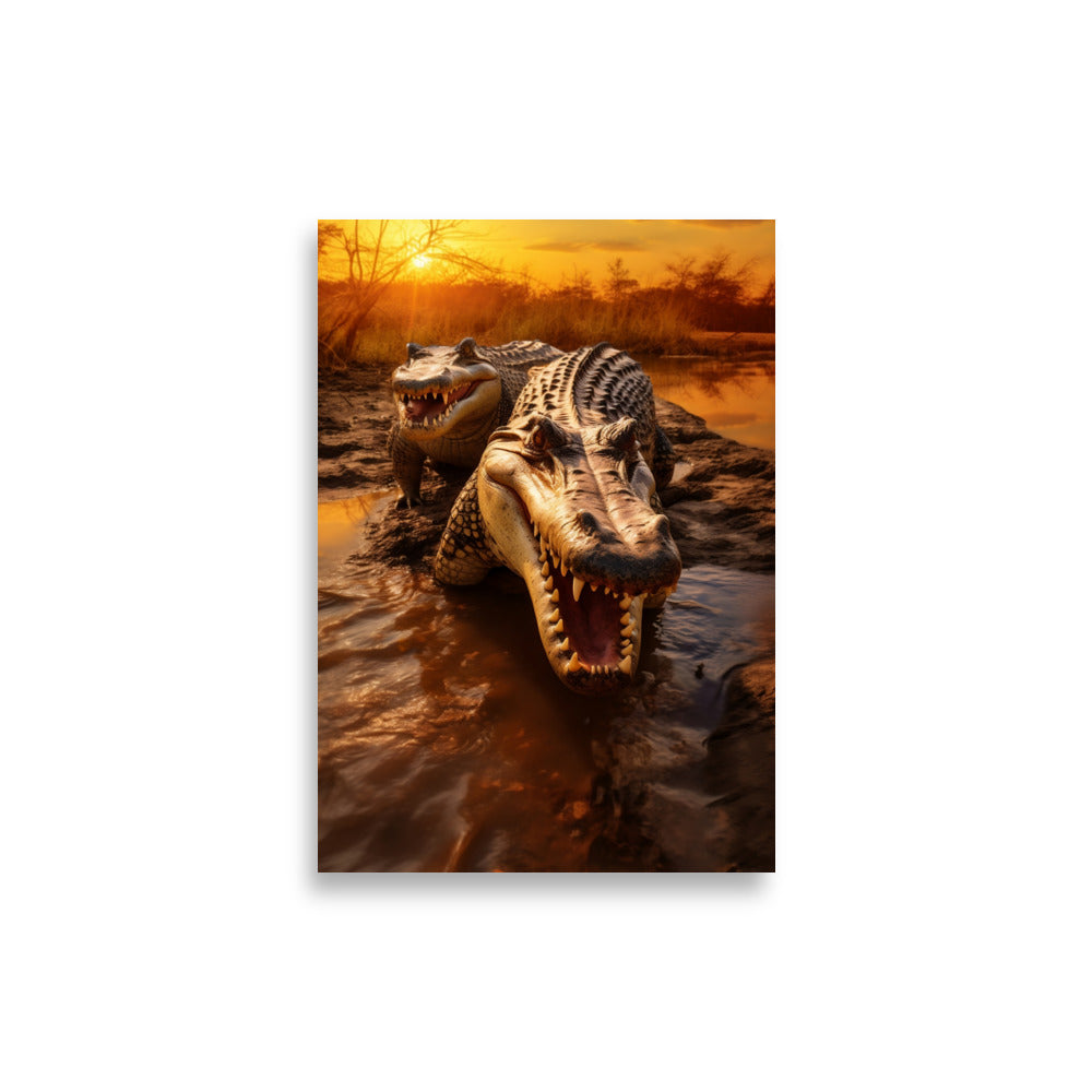 Crocodiles in sunset poster - Posters - EMELART