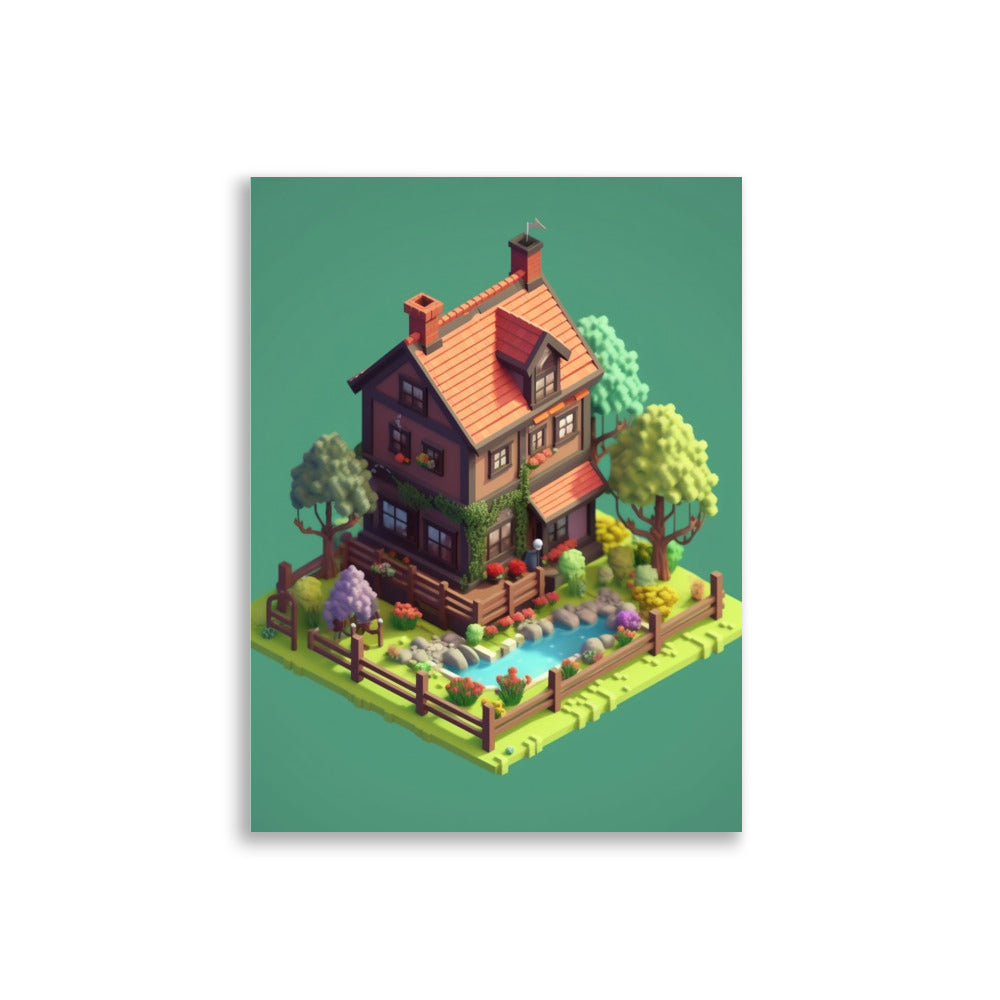 Farmhouse on a square poster - Posters - EMELART