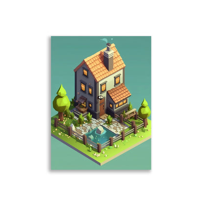 Farmhouse on a square poster - Posters - EMELART