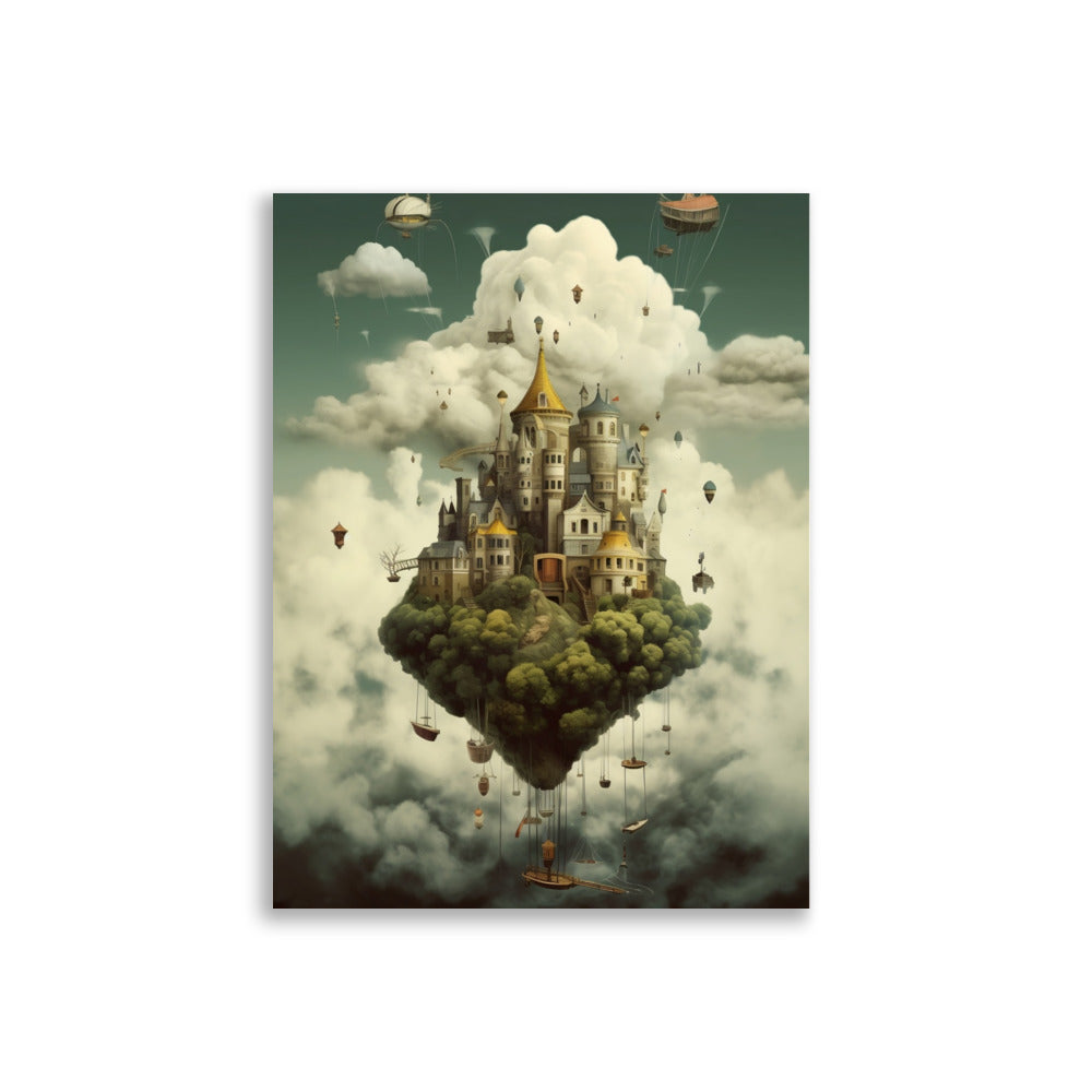 World floating in the sky poster - Posters - EMELART