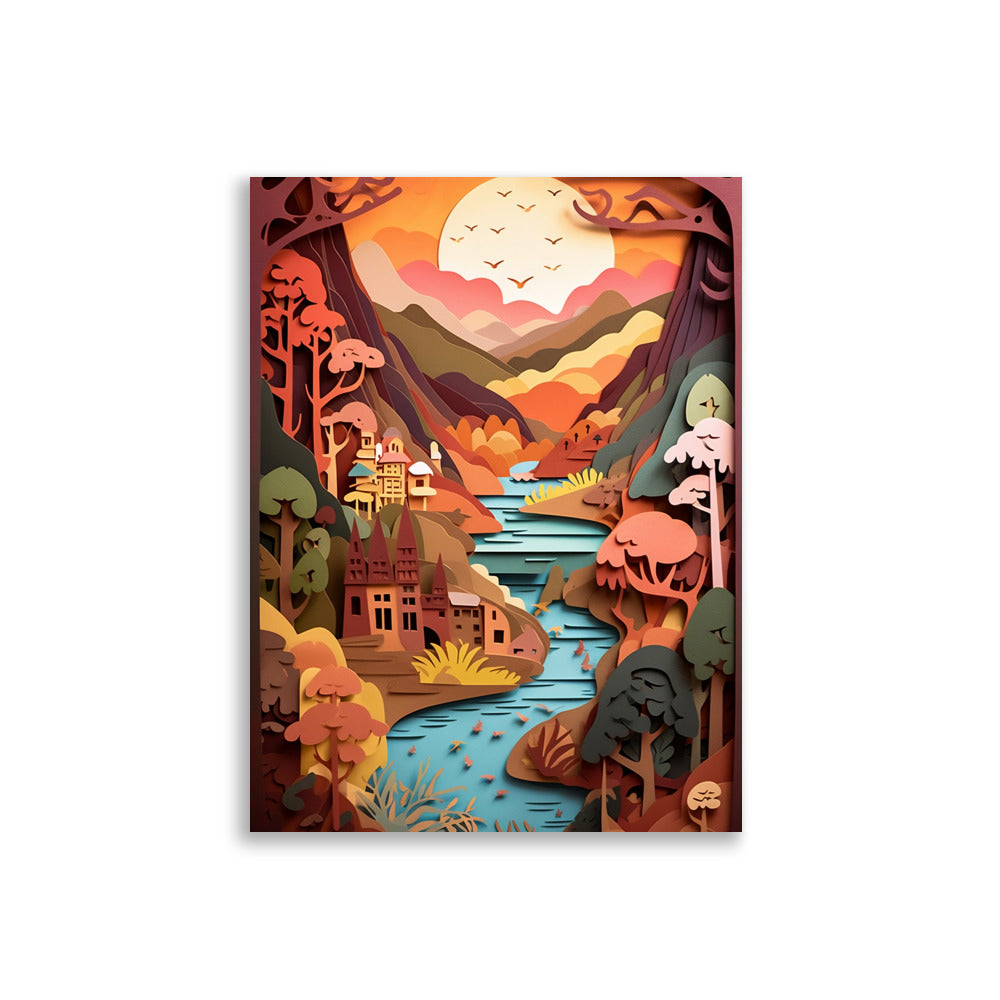 Landscape in paper cut style poster - Posters - EMELART