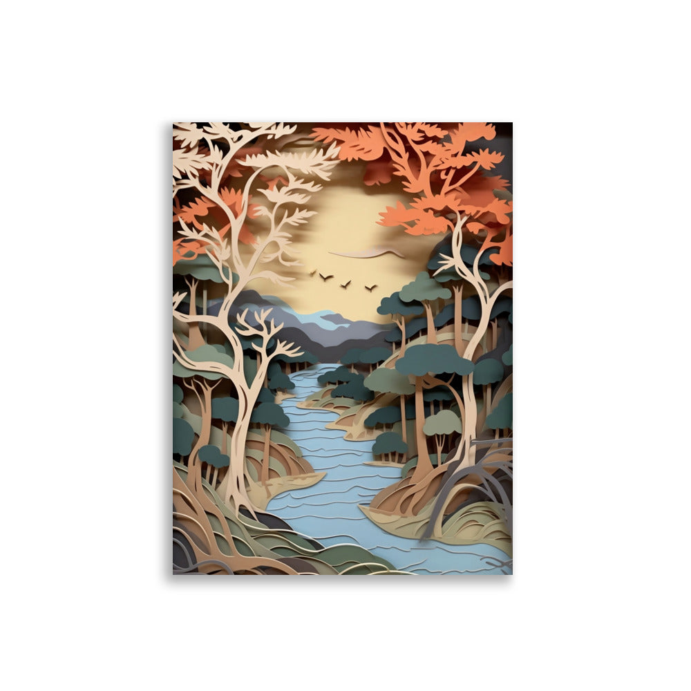 Landscape in paper cut style poster - Posters - EMELART