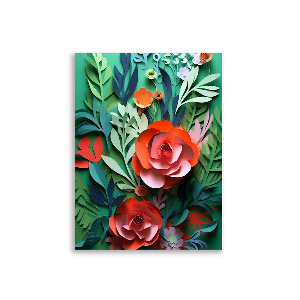 Flowers in paper cut style poster - Posters - EMELART