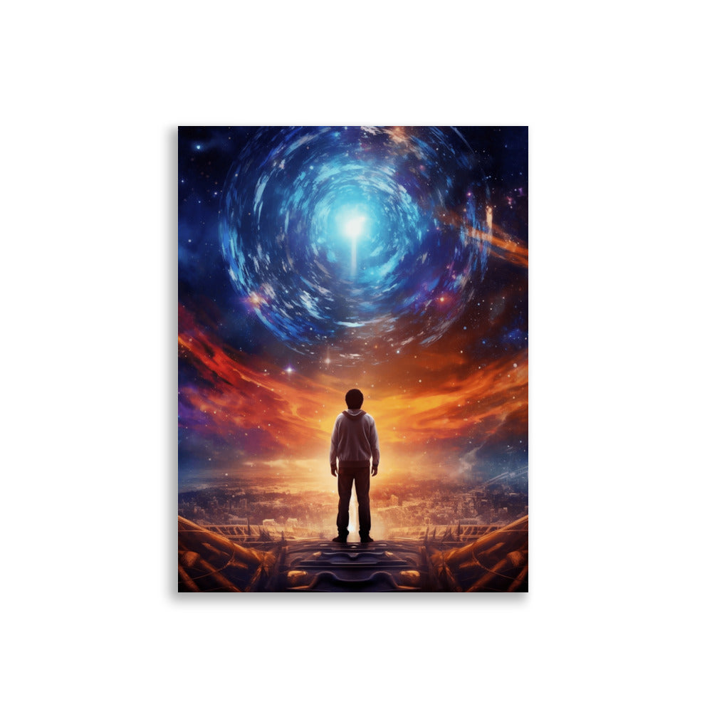 Boy looking into galaxy poster - Posters - EMELART