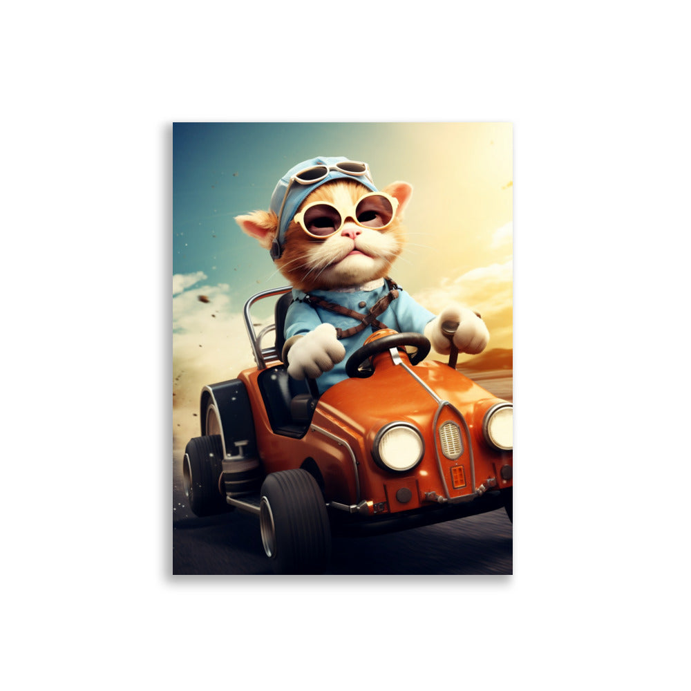 Cat driving a car poster - Posters - EMELART