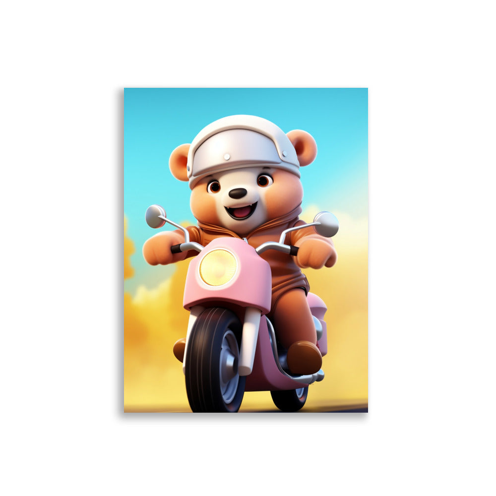 Teddy bear riding a motorcycle poster - Posters - EMELART