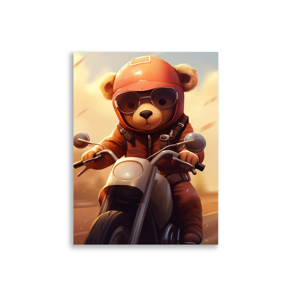 Teddy bear riding a motorcycle poster - Posters - EMELART