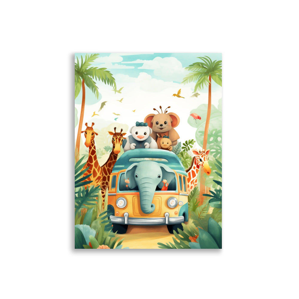 Safari animals in a car poster - Posters - EMELART