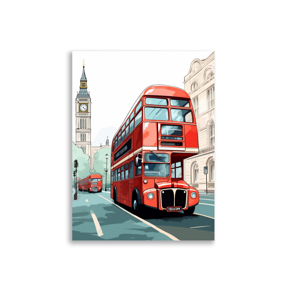 Red bus - London poster - Posters - EMELART