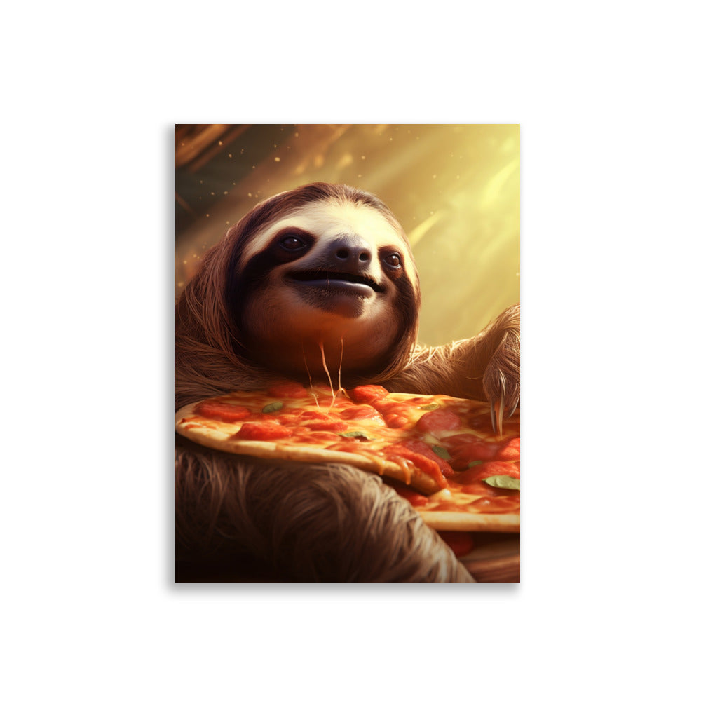 Pizza-loving Sloth poster - Posters - EMELART