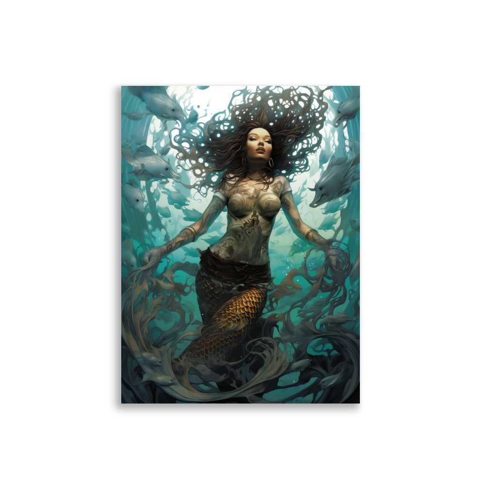 Tattooed Mermaid poster - Posters - EMELART