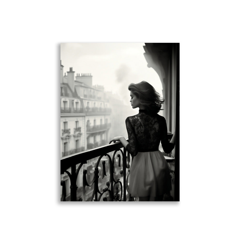 Woman on a balcony in Paris poster - Posters - EMELART