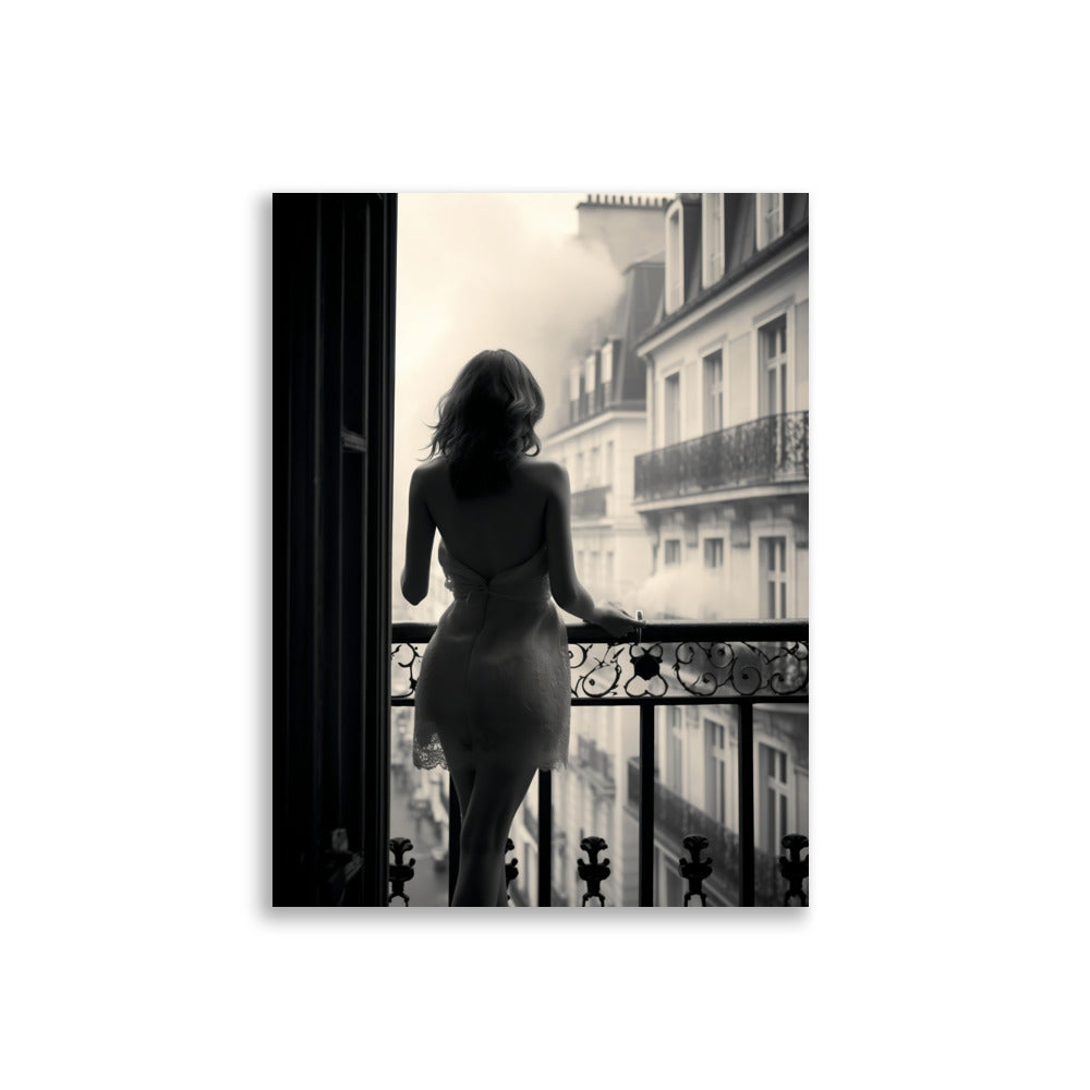 Woman on a balcony in Paris poster - Posters - EMELART