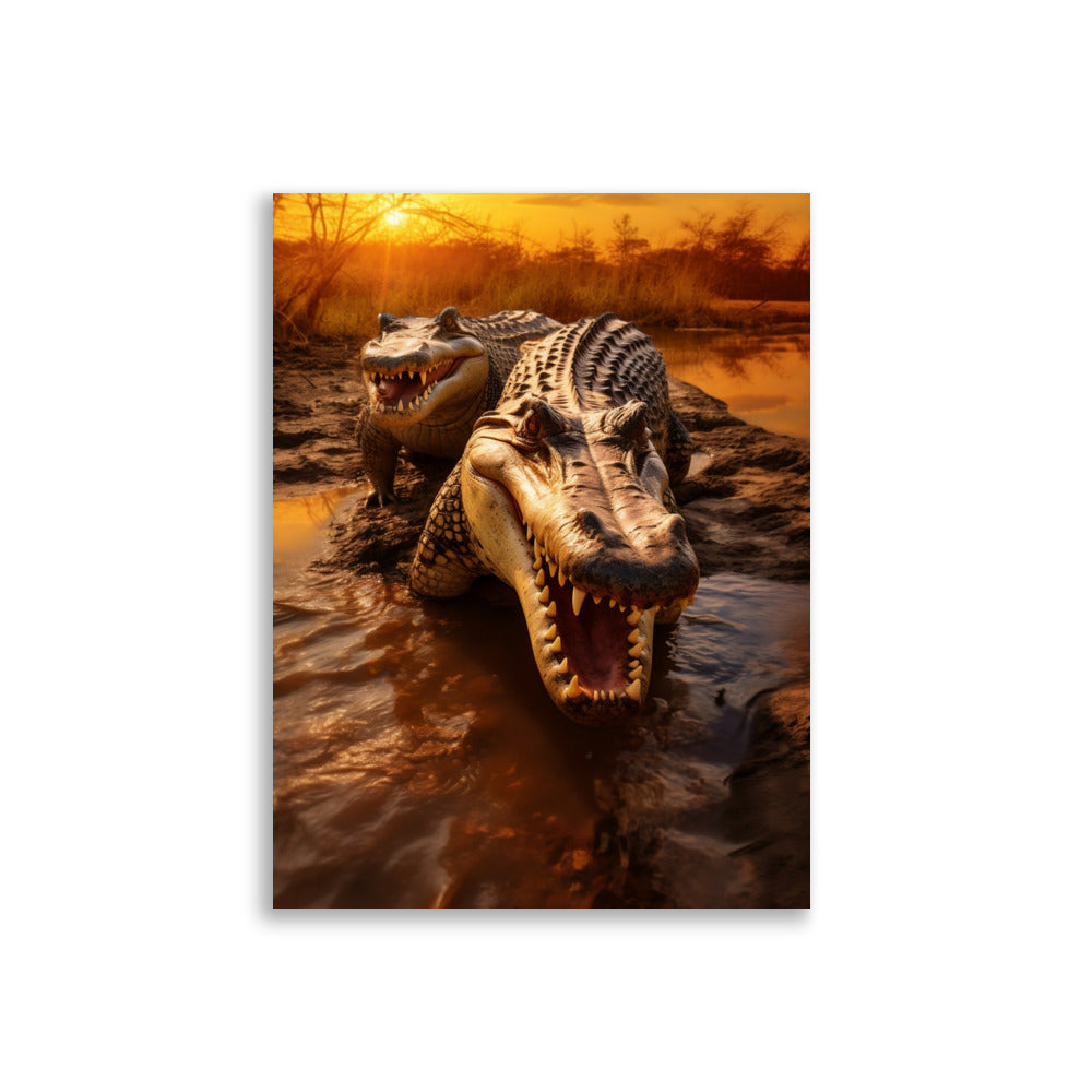 Crocodiles in sunset poster - Posters - EMELART