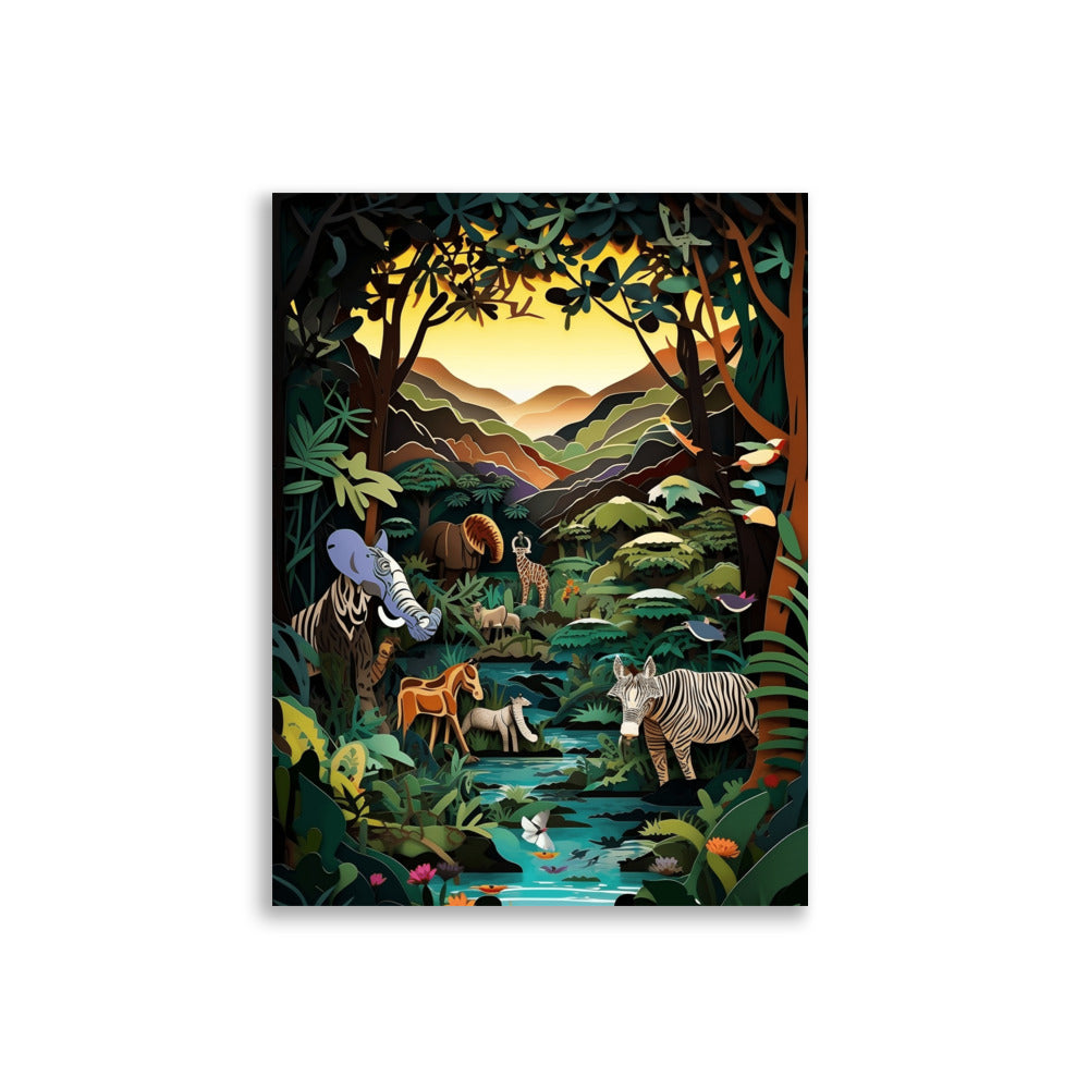 Jungle in paper cut style poster - Posters - EMELART
