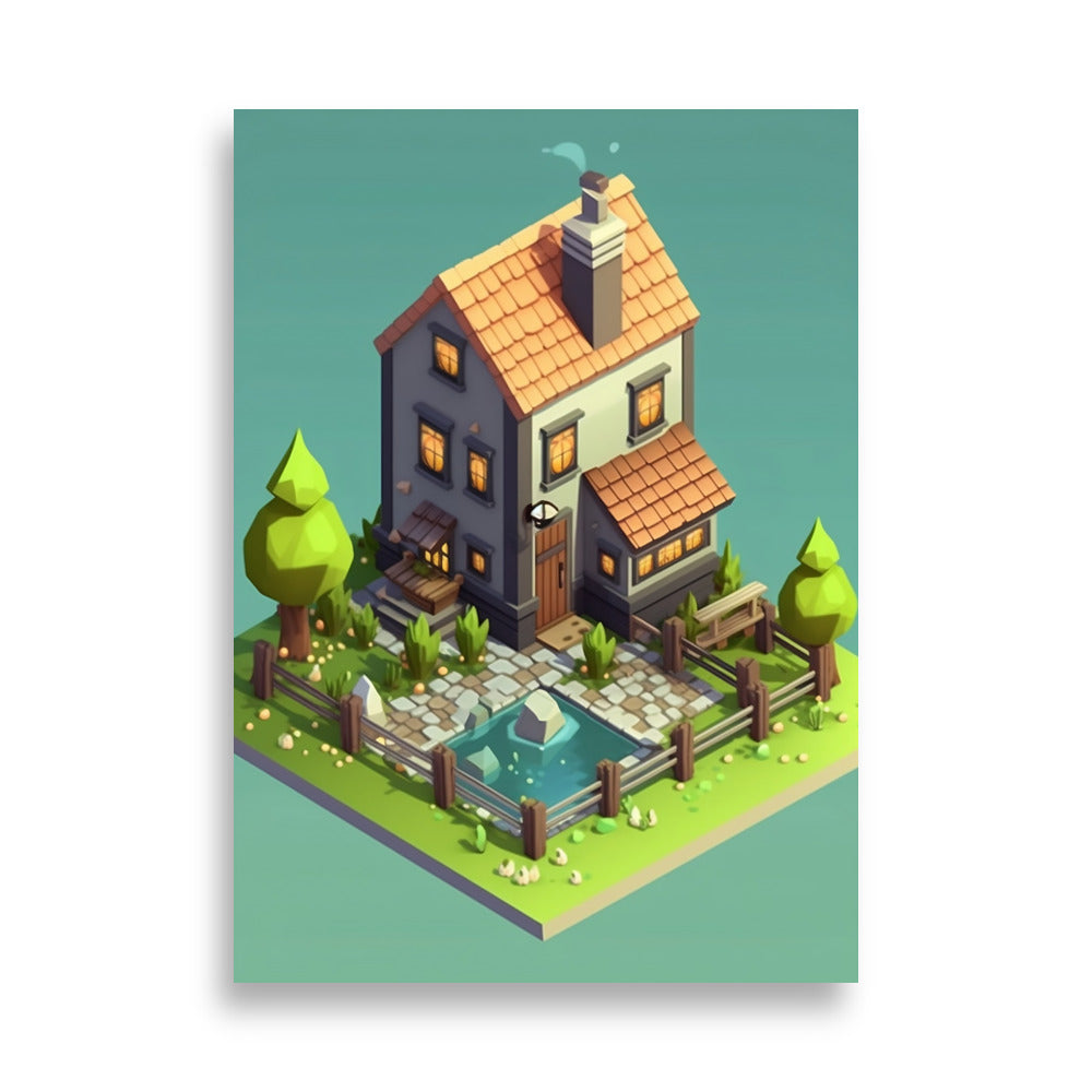 Farmhouse on a square poster - Posters - EMELART