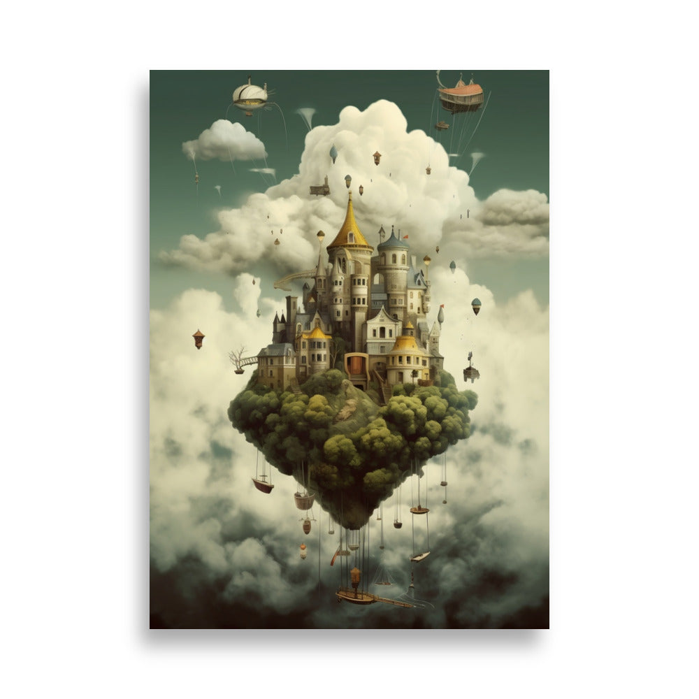 World floating in the sky poster - Posters - EMELART