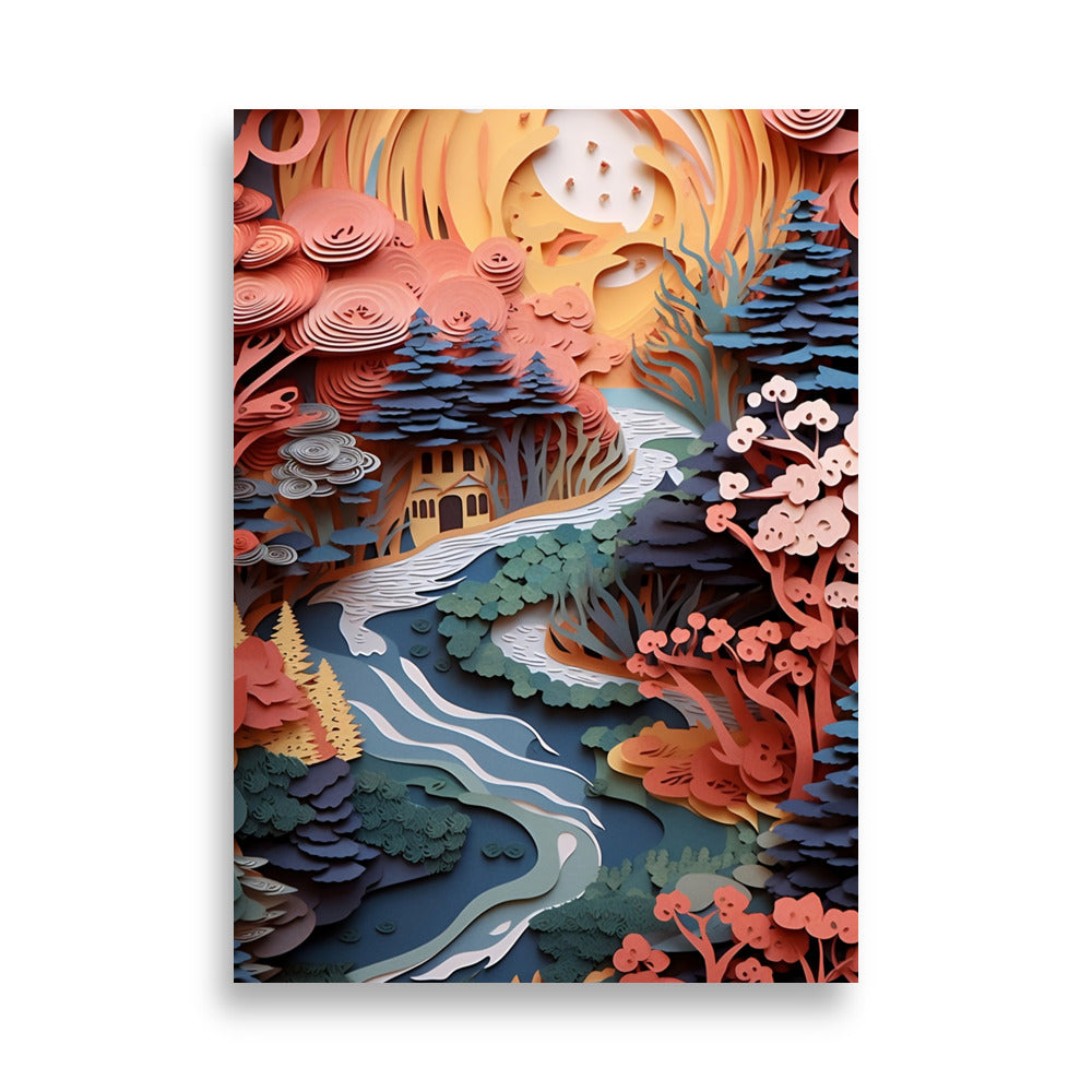 Landscape in paper cut style poster - Posters - EMELART