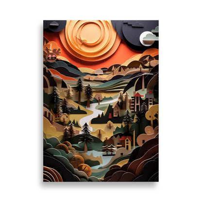 Landscape in paper cut style poster - Posters - EMELART