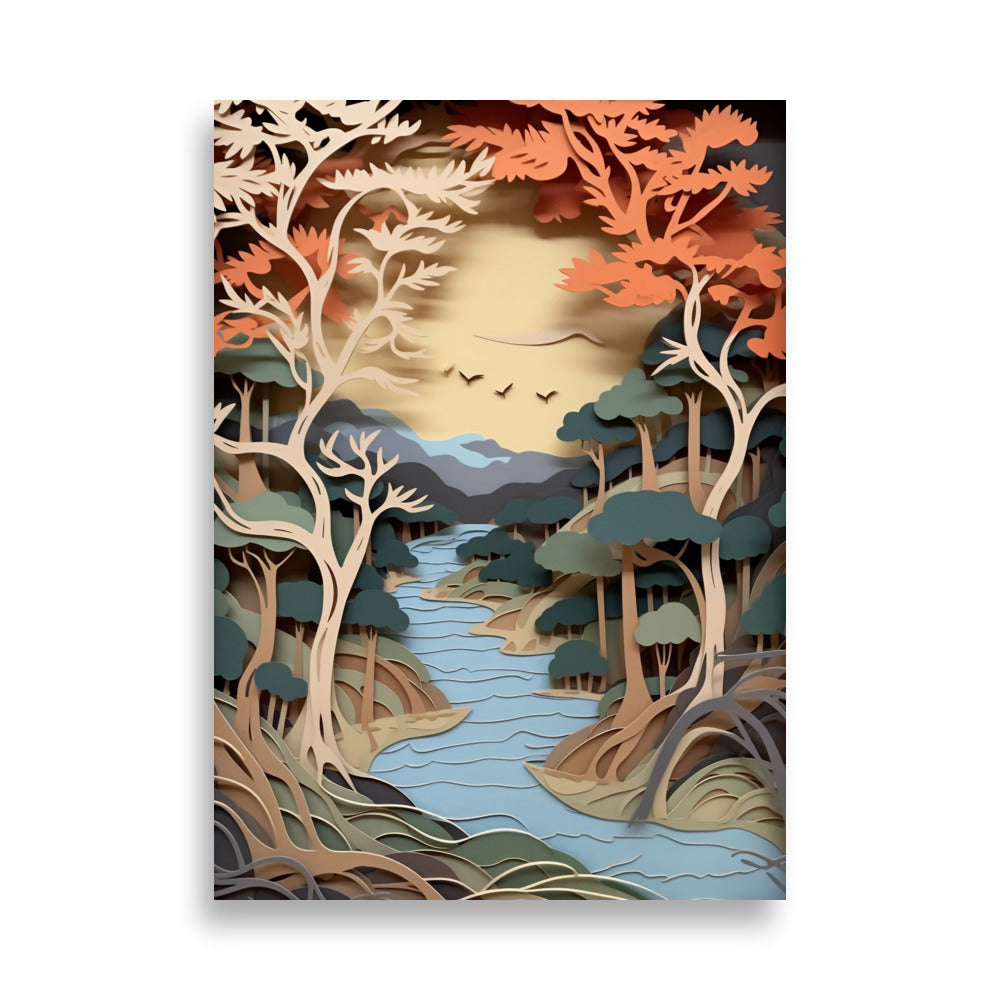 Landscape in paper cut style poster - Posters - EMELART