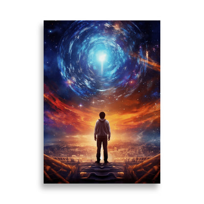 Boy looking into galaxy poster - Posters - EMELART