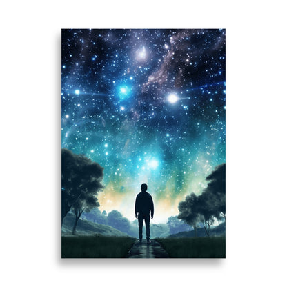 Boy looking into galaxy poster - Posters - EMELART