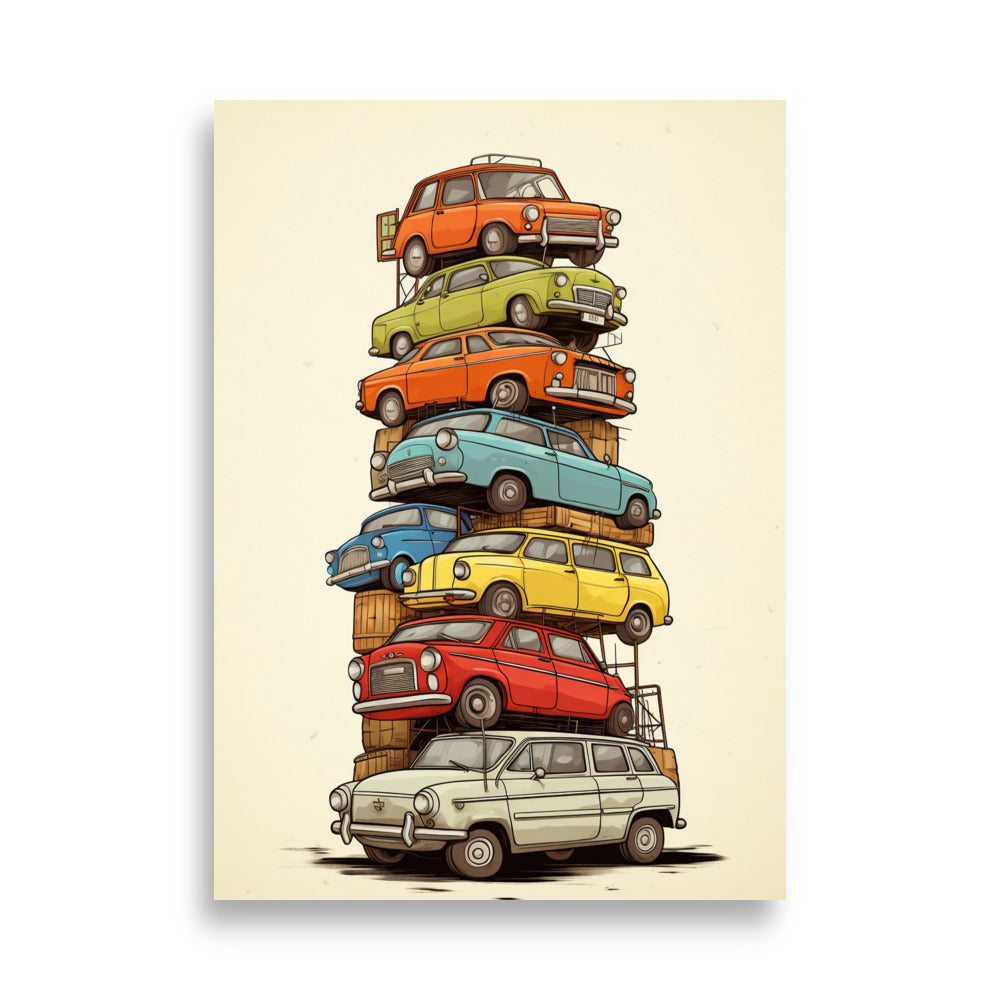 Stacked cars poster - Posters - EMELART