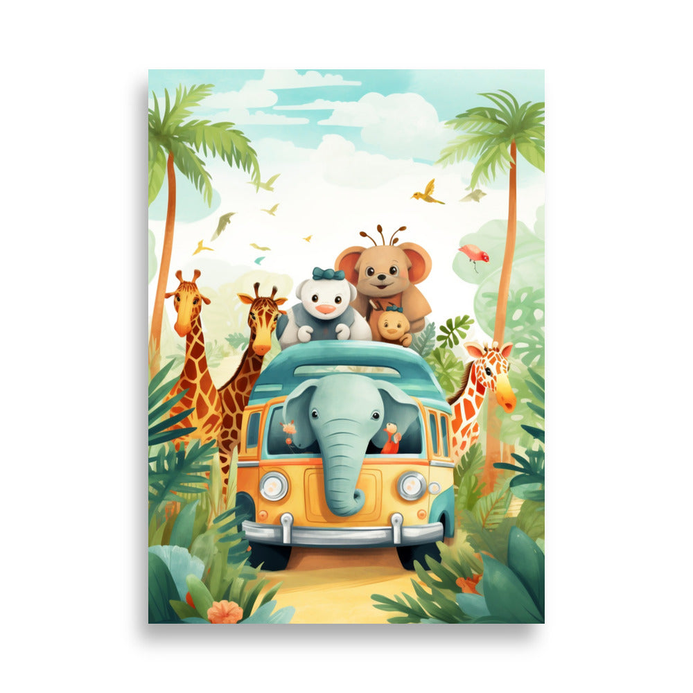 Safari animals in a car poster - Posters - EMELART