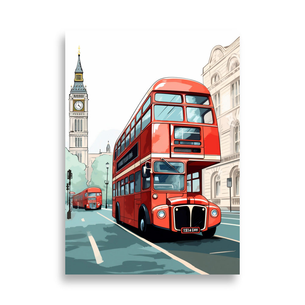 Red bus - London poster - Posters - EMELART