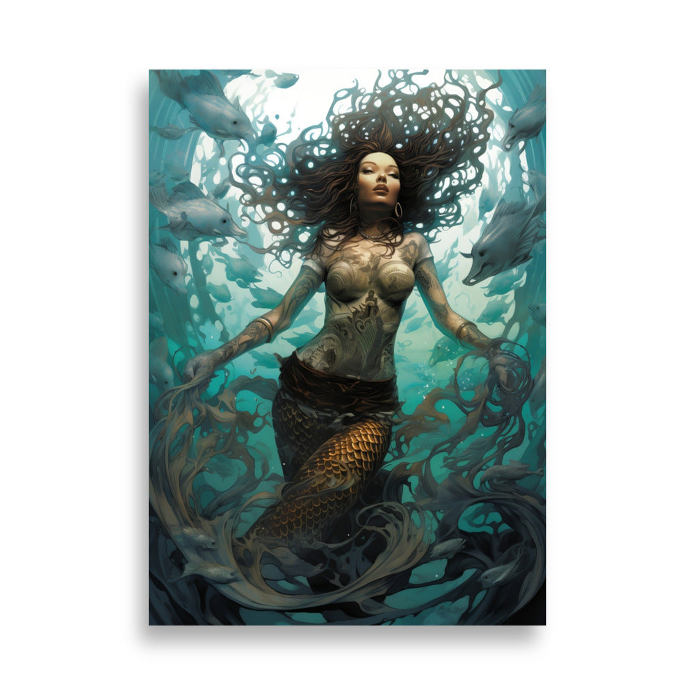 Tattooed Mermaid poster - Posters - EMELART