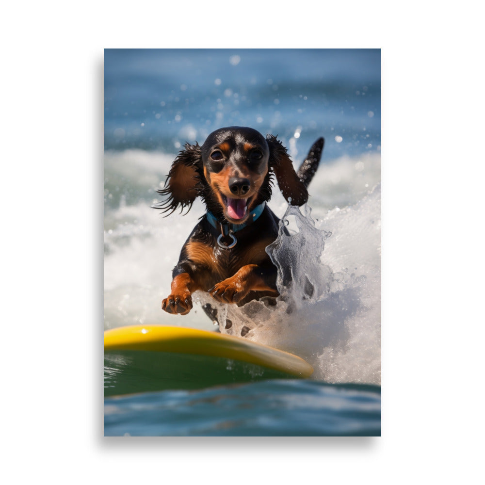 Surfing Dachshund poster - Posters - EMELART