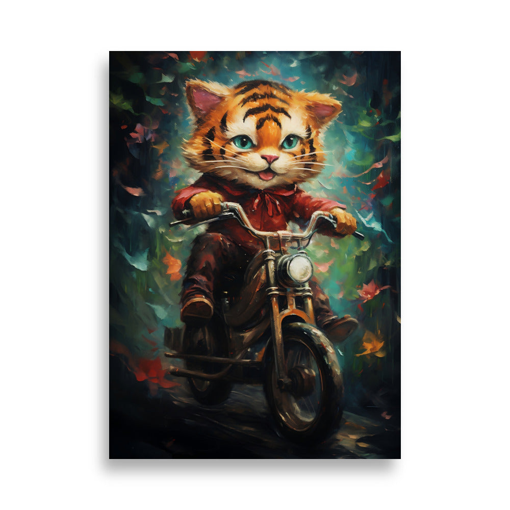 Tiger riding bike poster - Posters - EMELART