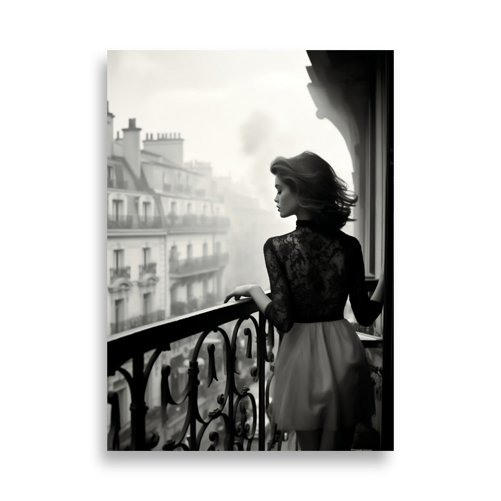 Woman on a balcony in Paris poster - Posters - EMELART