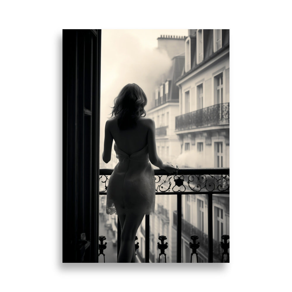 Woman on a balcony in Paris poster - Posters - EMELART