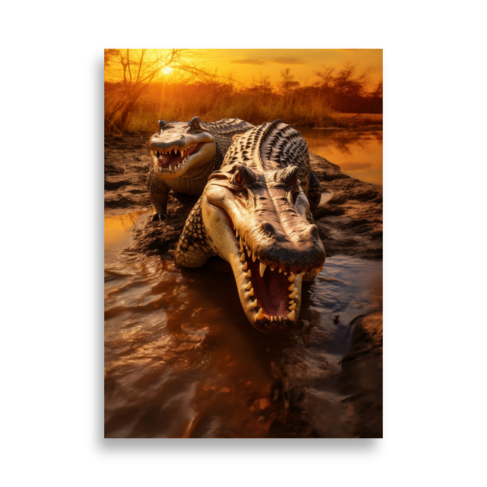 Crocodiles in sunset poster - Posters - EMELART