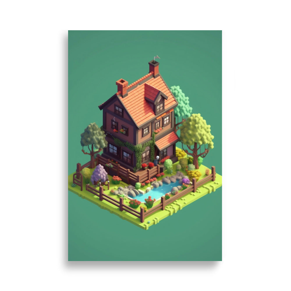 Farmhouse on a square poster - Posters - EMELART