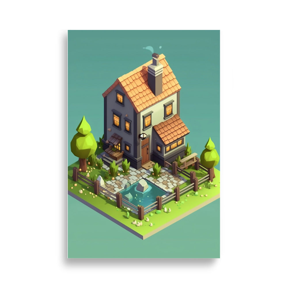 Farmhouse on a square poster - Posters - EMELART