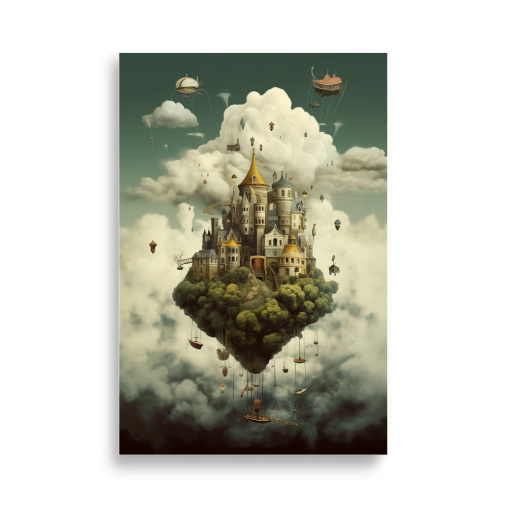 World floating in the sky poster - Posters - EMELART