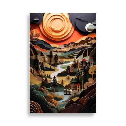 Landscape in paper cut style poster - Posters - EMELART