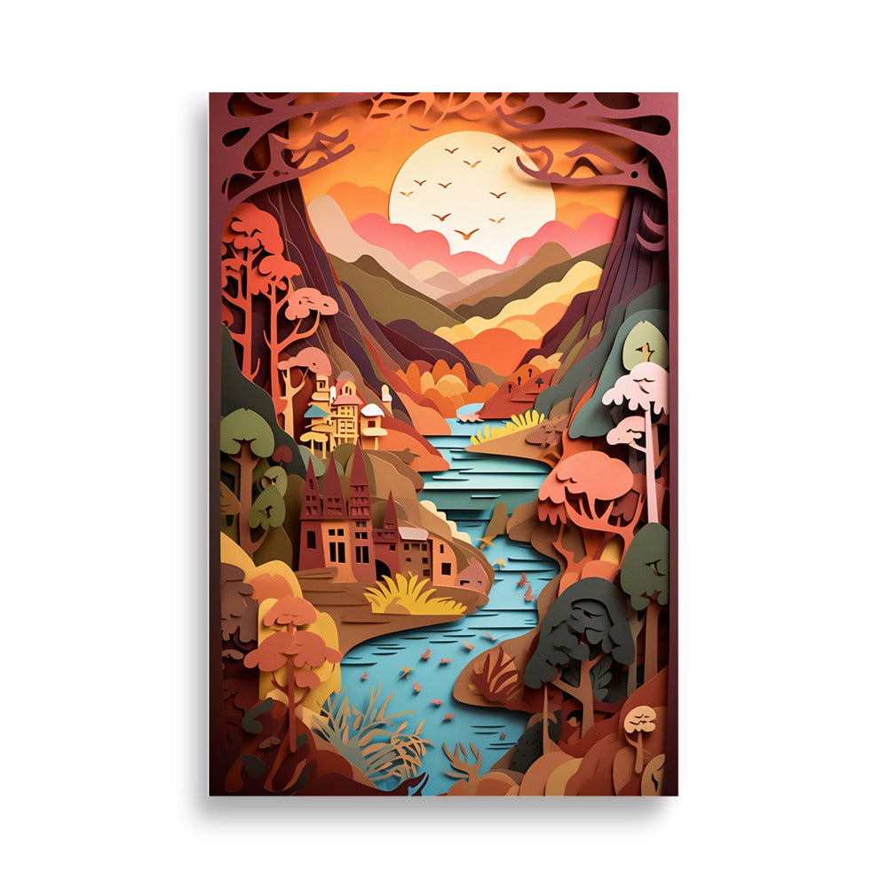 Landscape in paper cut style poster - Posters - EMELART