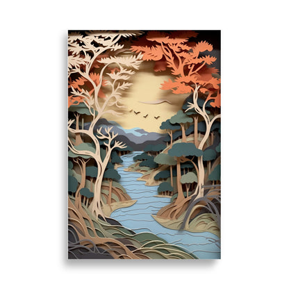 Landscape in paper cut style poster - Posters - EMELART