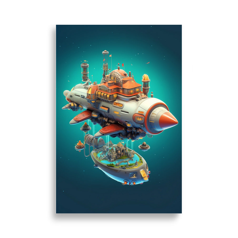 Spaceship on a journey poster - Posters - EMELART