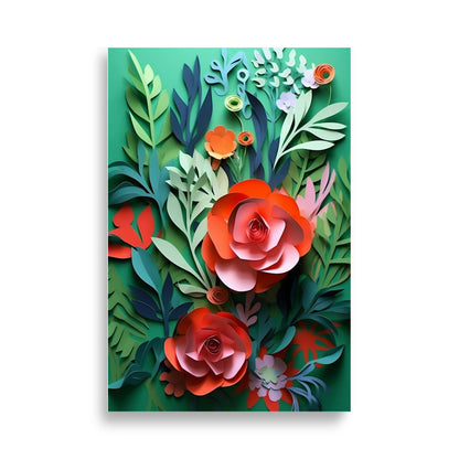 Flowers in paper cut style poster - Posters - EMELART