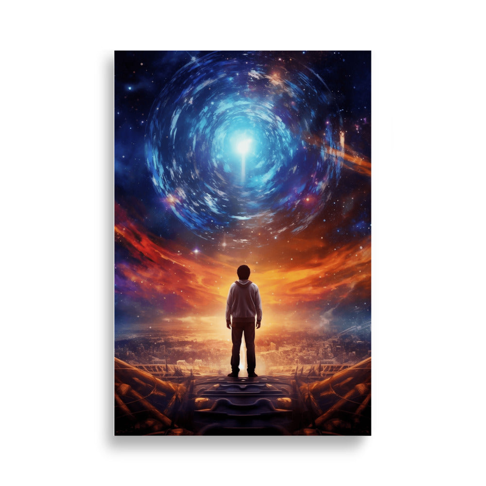 Boy looking into galaxy poster - Posters - EMELART