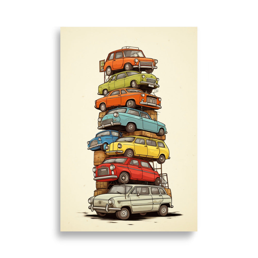 Stacked cars poster - Posters - EMELART