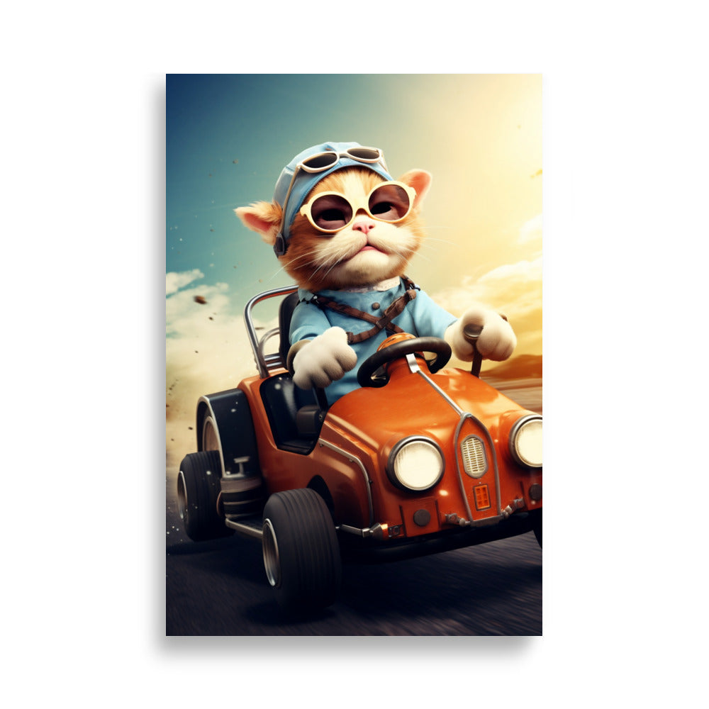 Cat driving a car poster - Posters - EMELART