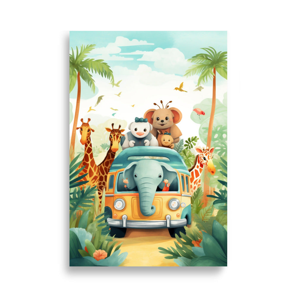 Safari animals in a car poster - Posters - EMELART