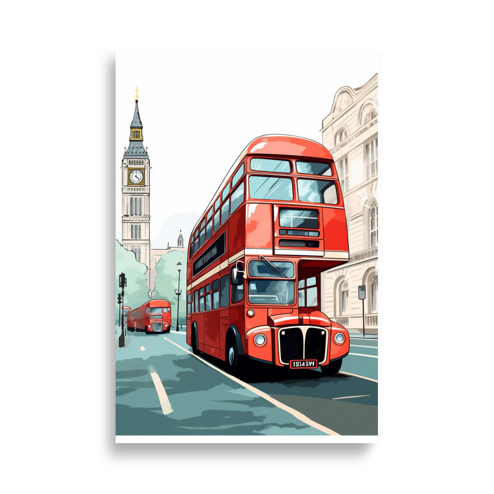 Red bus - London poster - Posters - EMELART